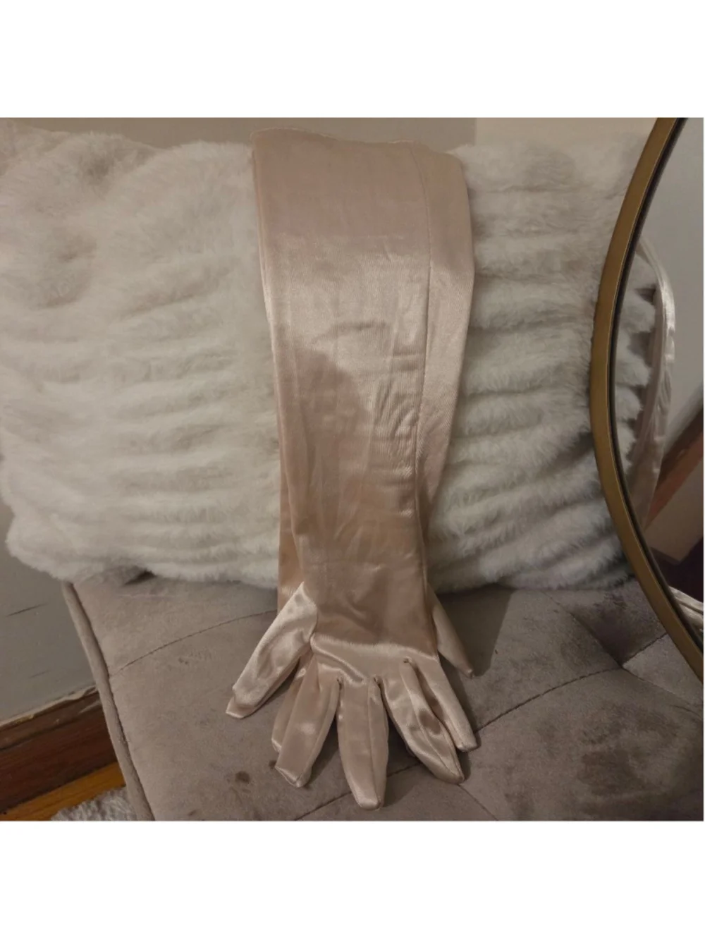 Women's Unbranded champagne Satin Opera Gloves One Size